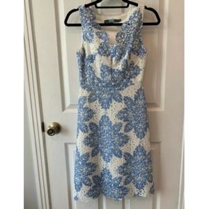 BNWOT Eva Franco Blue White Lace A Line Dress